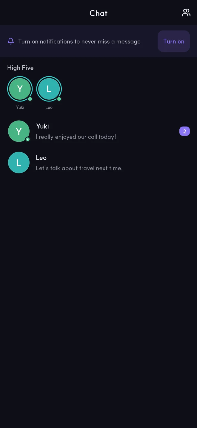 Example NEON translated chat screen